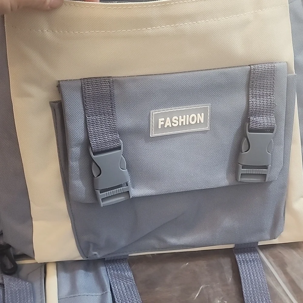 FIRM PRICE NWT Aesthetic Kawaii Blue 5-Pc Backpack Set with Pins & Bear Charm